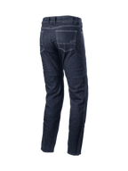 Alpinestars Jeansy Sektor Regular Fit, męskie spodnie motocyklowe urban, czarne, denim z potrójnymi szwami i ochroną aramidową, widok z tyłu