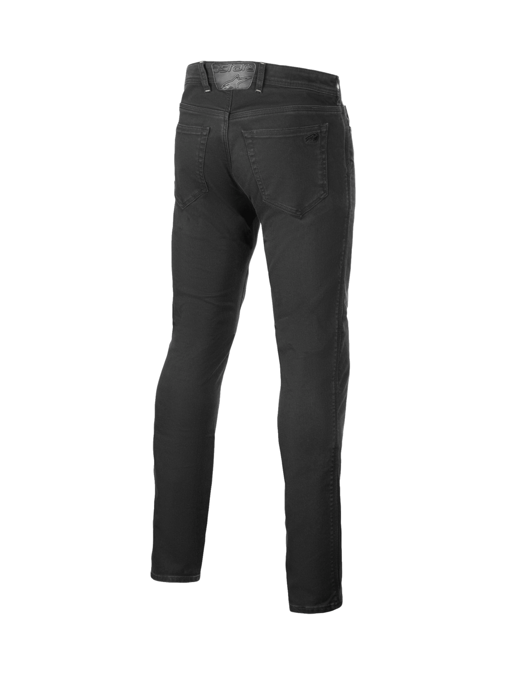 Alpinestars Copper V3 Denim Pants, Urban Motorcycle Riding Jeans for Men, Black Rinse, Straight Leg, Rear View.