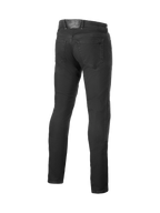 Alpinestars Copper V3 Denim Pants, Urban Motorcycle Riding Jeans for Men, Black Rinse, Straight Leg, Rear View.