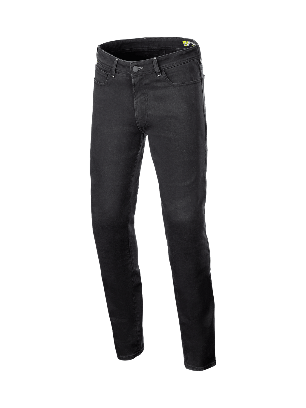 Alpinestars Copper V3 Denim Pants, Men's motorcycle riding jeans in Black Rinse, stretch cotton denim with aramid fiber.