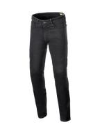 Alpinestars Copper V3 Denim Pants, Men's motorcycle riding jeans in Black Rinse, stretch cotton denim with aramid fiber.