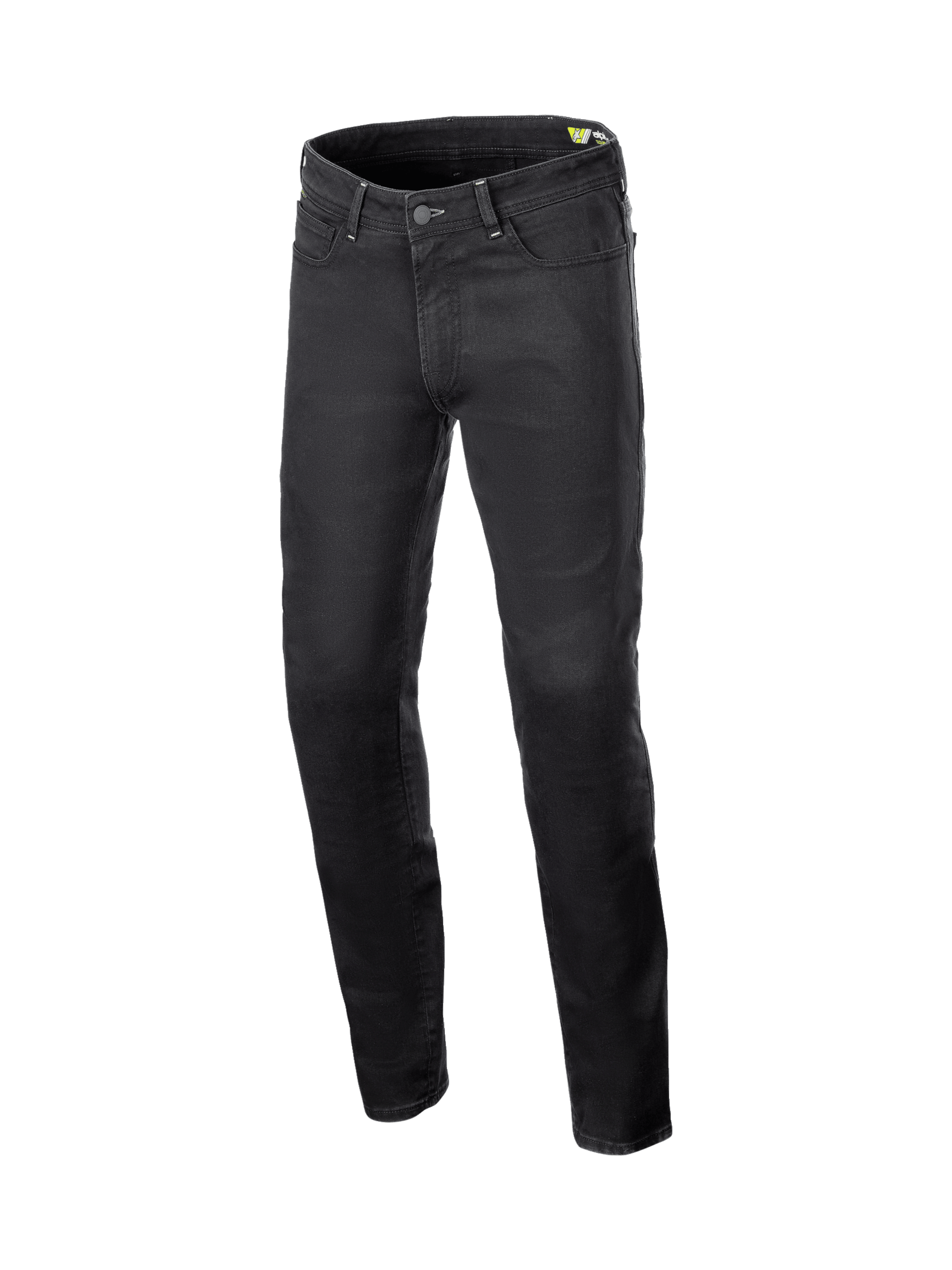 Alpinestars Copper V3 Denim Pants, Men's motorcycle riding jeans in Black Rinse, stretch cotton denim with aramid fiber.