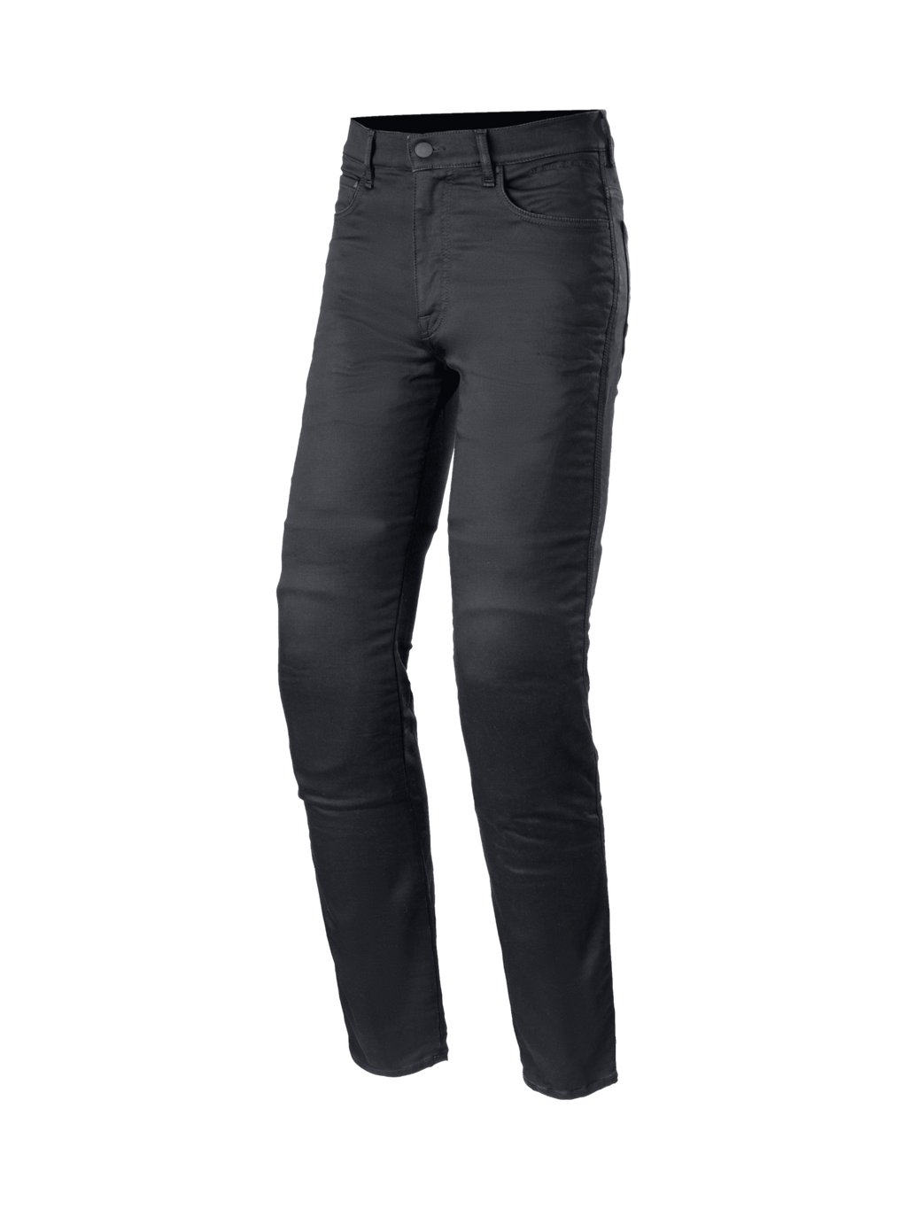Alpinestars Jeansy Cerium Tech Stretch Moto, męskie spodnie motocyklowe slim fit, czarne, elastyczny materiał denim, ochraniacze kolan Nucleon Plus, certyfikat CE