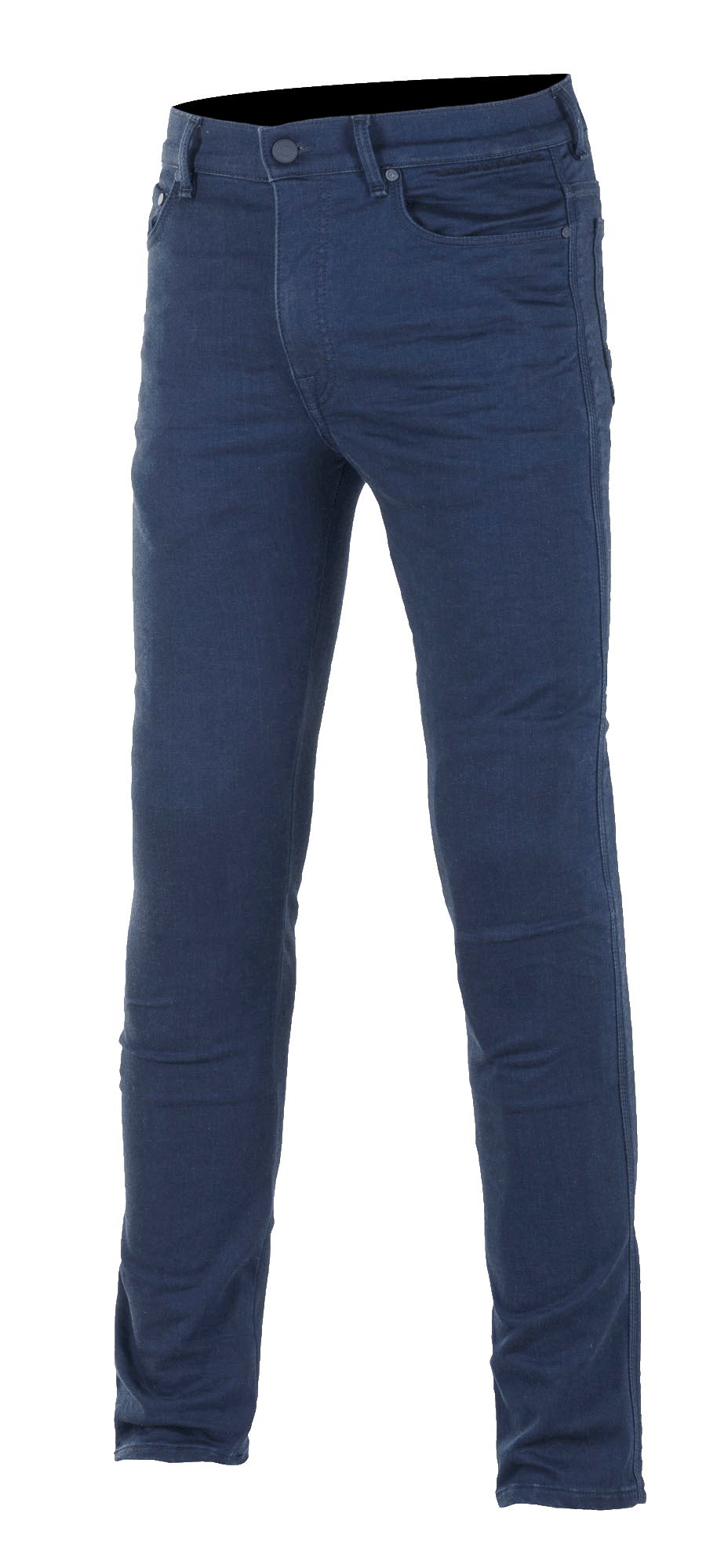 Alpinestars Cerium Tech Stretch Riding Denim, jeansy motocyklowe, ciemnoniebieskie, krój slim fit, pięć kieszeni, zapięcie na guzik i zamek, szlufki na pasek, elastyczny materiał zapewniający komfort jazdy