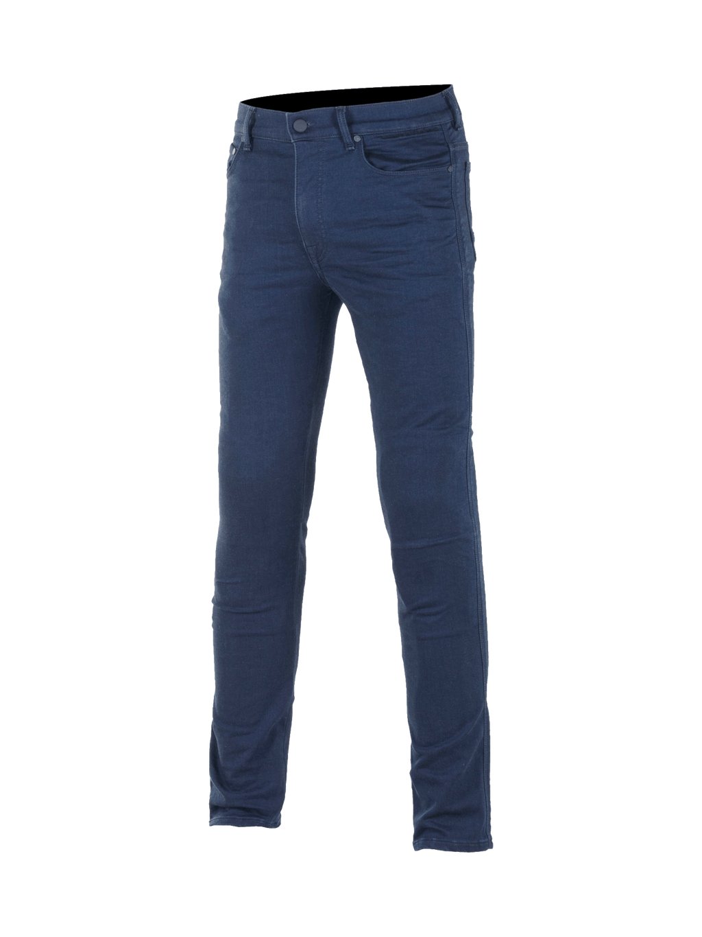 Alpinestars Jeansy Cerium Tech Stretch Moto, niebieskie męskie spodnie motocyklowe slim fit, ochrona Nucleon Plus.