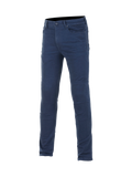 Alpinestars Jeansy Cerium Tech Stretch Moto, niebieskie męskie spodnie motocyklowe slim fit, ochrona Nucleon Plus.