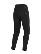 Legginsy Alpinestars Stella Flex-Ast, damskie legginsy motocyklowe, czarne, widok z tyłu z wysokim stanem i funkcjonalnymi kieszeniami, elegancka miejska odzież motocyklowa z subtelnym logo Alpinestars na kieszeni.
