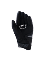 Rękawice Alpinestars SP-R Pro, czarne krótkie rękawice motocyklowe, widok od strony dłoni ukazujący wzmocnienia chwytu i białe logo Alpinestars, zaprojektowane do jazdy sportowej.