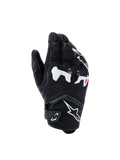 Rękawice Alpinestars SP-R Tech, sportowe rękawice motocyklowe, czarne z białymi i czerwonymi akcentami, wzmocniona ochrona kostek, teksturowana powierzchnia i wyściełane palce, pasek na rzep na nadgarstku, nowoczesny sportowy design
