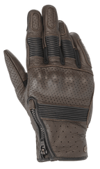 Alpinestars Rayburn V2 Leather Gloves, Tobacco Brown, skórzane rękawice motocyklowe w stylu heritage, perforowane panele, osłonięta twarda ochrona kostek, elastyczne wstawki akordeonowe na palcach, boczny zamek błyskawiczny