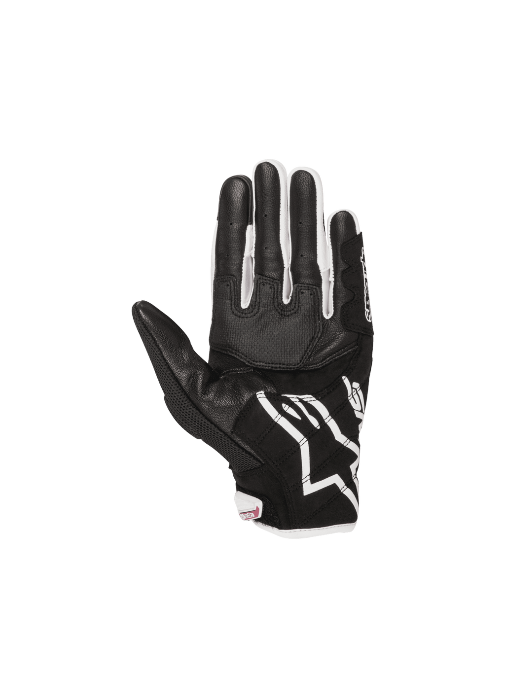 Alpinestars Stella SMX-2 Air Carbon V2 Women's Gloves, black and white leather palm with reinforced 3D mesh panels.