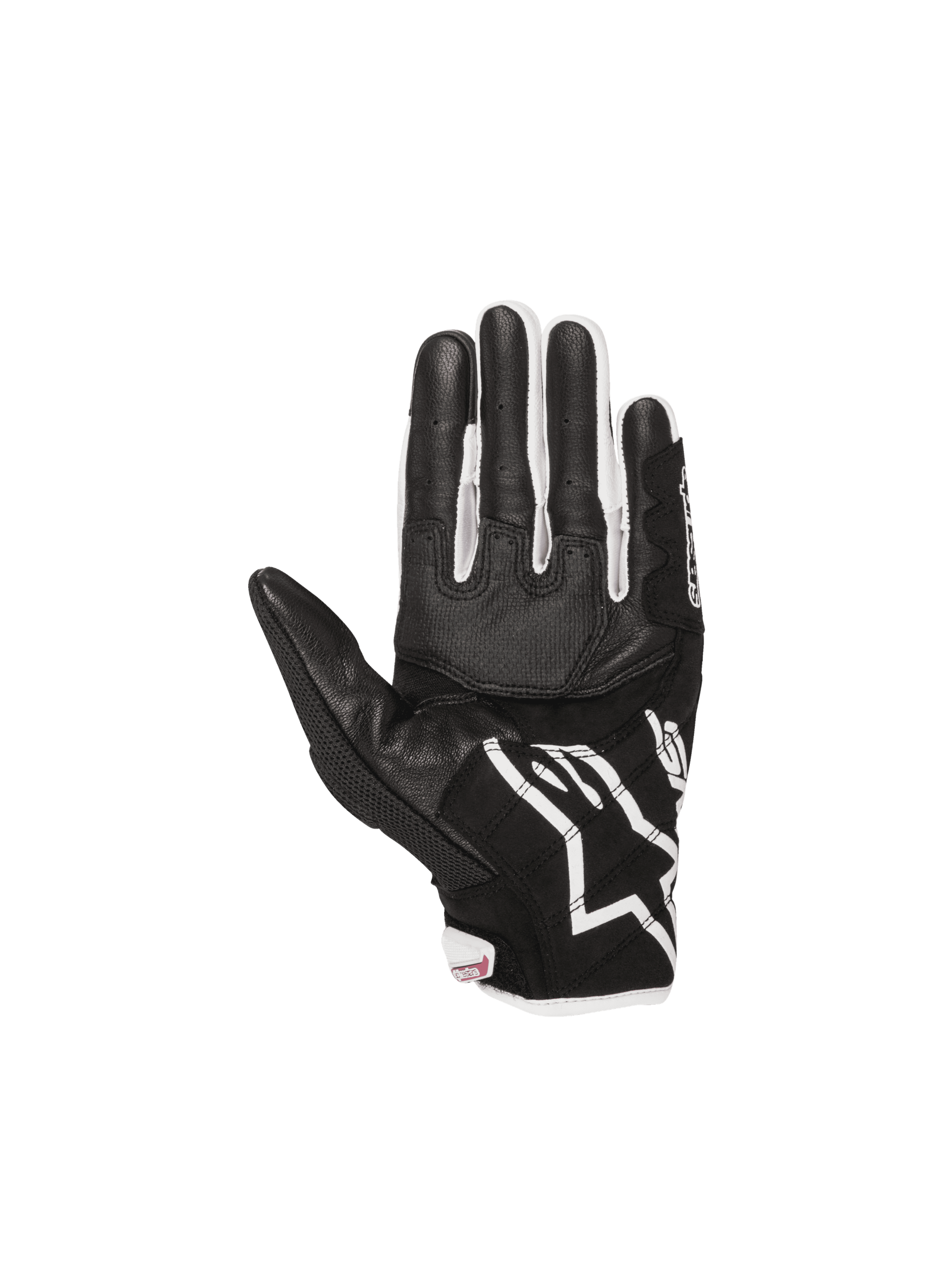 Alpinestars Stella SMX-2 Air Carbon V2 Women's Gloves, black and white leather palm with reinforced 3D mesh panels.