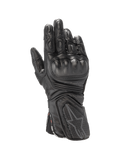 Alpinestars Stella SP-8 V3 Women's Motorcycle Racing Gloves in black leather with molded hard knuckle protection.