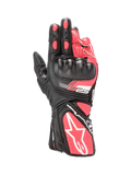 Alpinestars Stella SP-8 V3, damskie rękawice motocyklowe, czarne i różowe, skórzane z twardą ochroną kostek i białymi akcentami