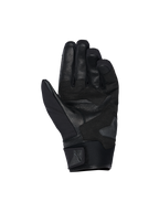 Rękawice Alpinestars SP X Z Waterproof, widok od strony dłoni, czarne, wytrzymała skórzana dłoń ze wzmocnionymi sekcjami, ślizgacz dłoni, miękki neoprenowy mankiet z regulowanym paskiem z logo Alpinestars