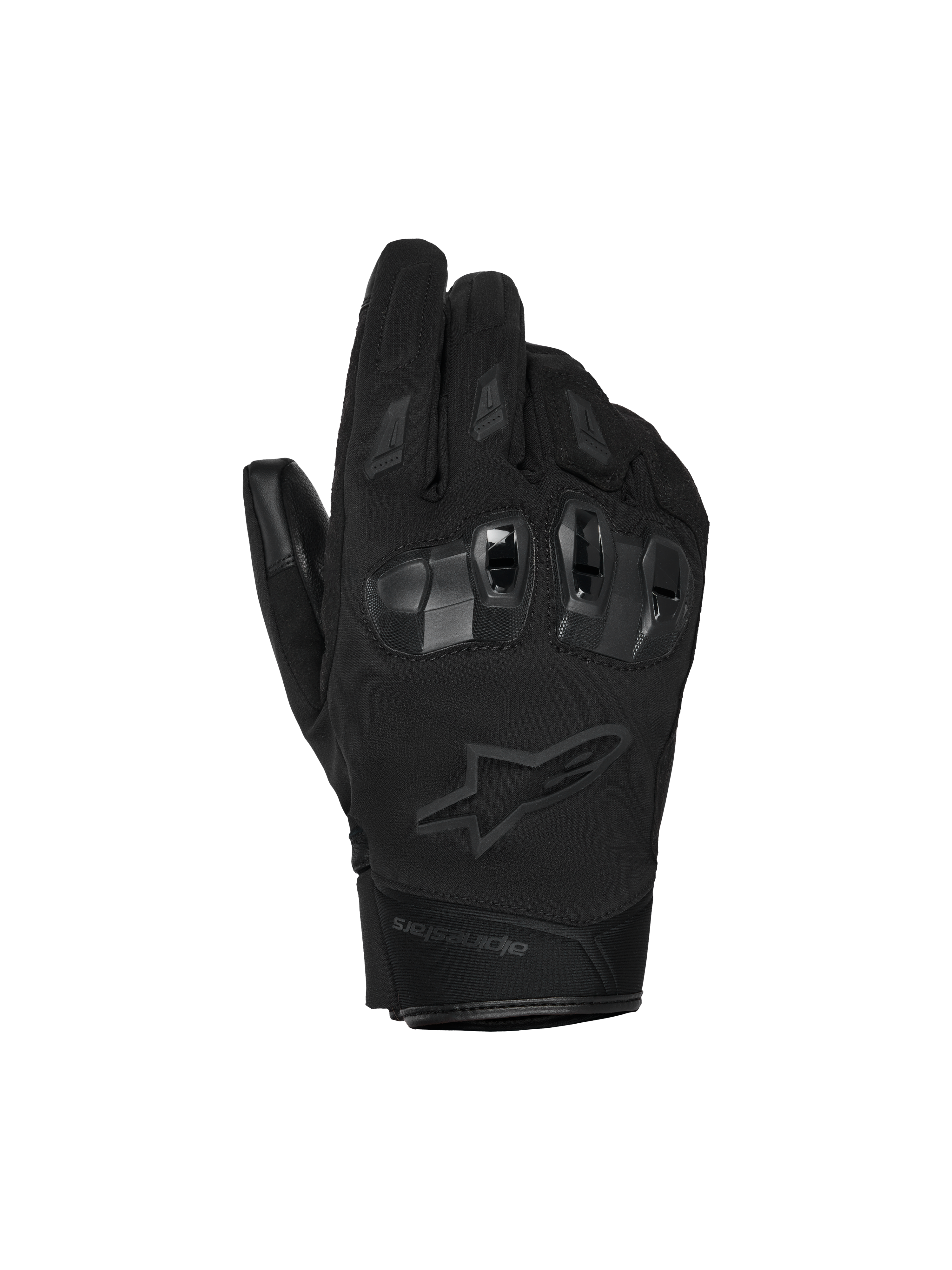 Alpinestars SP X Z Waterproof Gloves, rękawice motocyklowe, czarne, z twardymi ochraniaczami kostek TPU, stonowanym logo gwiazdy Alpinestars i wytrzymałą konstrukcją tekstylną do jazdy w każdych warunkach pogodowych