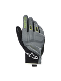 Rękawice wodoodporne Alpinestars Moblast, rękawice motocyklowe, szaro-czarne z neonowożółtymi akcentami (Sulphur Yellow), miejski design z krótkim mankietem, białe logo Astar na nadgarstku, neonowożółte logo na palcu wskazującym, wodoodporna membrana Drystar do dojazdów w okresie przejściowym.