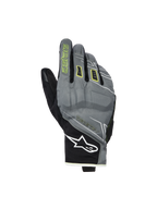 Rękawice wodoodporne Alpinestars Moblast, rękawice motocyklowe, szaro-czarne z neonowożółtymi akcentami (Sulphur Yellow), miejski design z krótkim mankietem, białe logo Astar na nadgarstku, neonowożółte logo na palcu wskazującym, wodoodporna membrana Drystar do dojazdów w okresie przejściowym.