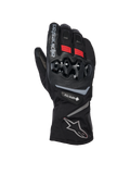 Alpinestars WT-8 GORE-TEX Insulated Gloves, zimowe rękawice motocyklowe, czarne z czerwonymi akcentami i srebrnymi logotypami, twardy ochraniacz kostek TPU, długi mankiet i wodoodporność GORE-TEX do jazdy w chłodne dni