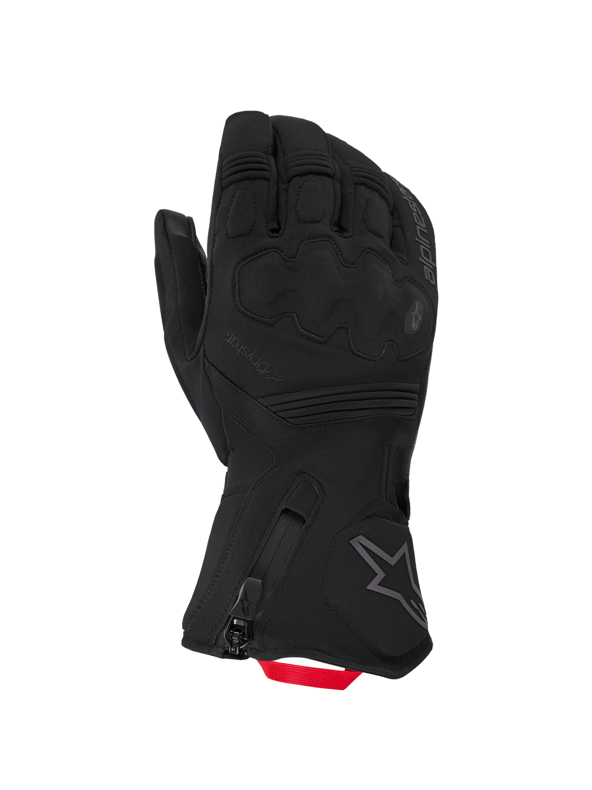 Alpinestars Wt-5 Drystar Insulated Rękawice, zimowe rękawice motocyklowe, czarne z czerwonym uchwytem, wodoodporna membrana Drystar i ocieplenie PrimaLoft