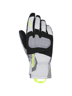 Alpinestars XT-3 Drystar Insulated Gloves, rękawice motocyklowe turystyczne, czarne, szare i białe, szary ochraniacz kostek, neonowożółte logo Astars i pętla, wodoodporna tekstylna konstrukcja, mankiet średniej długości