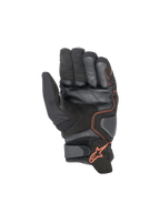 Rękawice Alpinestars Smx-1 Drystar®, czarne i czerwone wodoodporne rękawice motocyklowe, widok na wzmocnioną skórzaną dłoń.