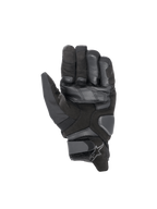 Alpinestars Smx-1 Drystar®, czarne wodoodporne rękawice motocyklowe, męskie, widok dłoni ze skóry koziej i zamszu, krótki mankiet, certyfikat CE.