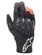 Rękawice Alpinestars Hyde XT Drystar® XF, motocyklowe rękawice adventure touring, czarno-czerwone, z przedłużonym wiskoelastycznym ochraniaczem kostek, wodoodporna konstrukcja z tkaniny i skóry, białe logo Alpinestars na mankiecie