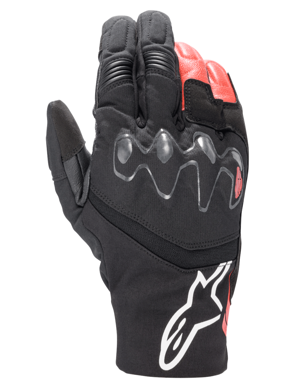 Rękawice Alpinestars Hyde XT Drystar® XF, motocyklowe rękawice adventure touring, czarno-czerwone, z przedłużonym wiskoelastycznym ochraniaczem kostek, wodoodporna konstrukcja z tkaniny i skóry, białe logo Alpinestars na mankiecie