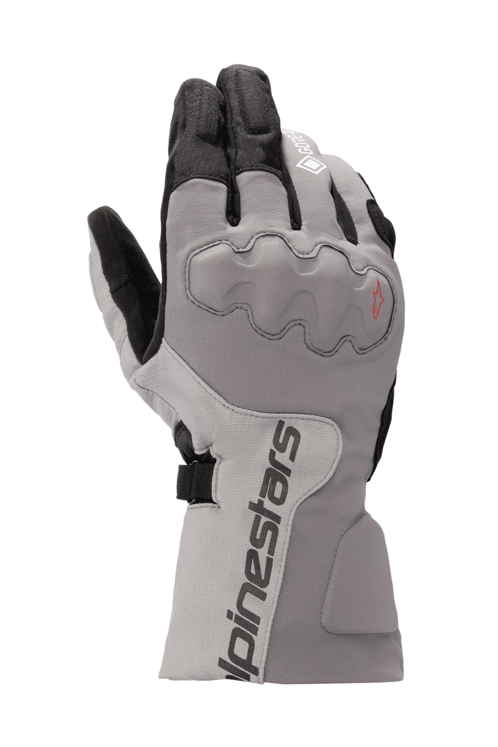 Rękawice Alpinestars WR-X GORE-TEX, motocyklowe rękawice turystyczne, ciemnoszare i jasnoszare z czarnym, długi mankiet, osłonięty ochraniacz kostek, wodoodporne i ocieplane do jazdy zimą