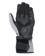Rękawice Alpinestars Tourer W-7 V2 Drystar®, widok od strony dłoni, czarne i ciemnoszare, zimowe rękawice motocyklowe ze skórzanymi wzmocnieniami dłoni, palcem wskazującym kompatybilnym z ekranami dotykowymi i systemem podwójnego zapięcia dla bezpiecznego dopasowania