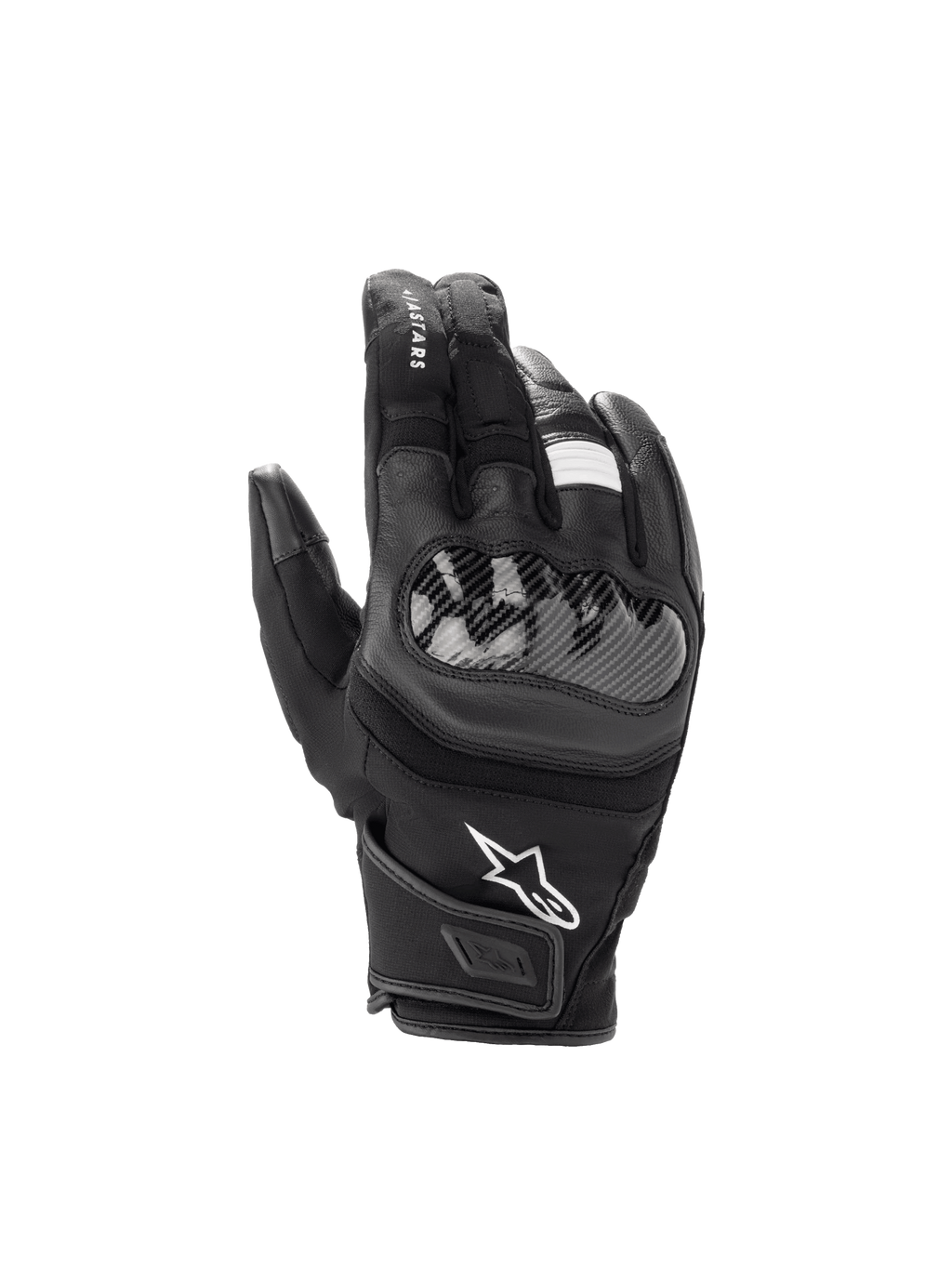 Alpinestars SMX Z Drystar®, czarne rękawice motocyklowe, wodoodporne, skórzane, twardy ochraniacz kostek i krótki mankiet