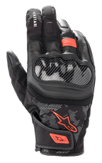 Rękawice Alpinestars SMX Z Drystar®, rękawice motocyklowe, czarno-czerwone fluo, twardy ochraniacz kostek w stylu włókna węglowego, konstrukcja ze skóry i materiału tekstylnego, wodoodporna konstrukcja z krótkim mankietem