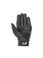 Rękawice Alpinestars SMX Z Drystar, czarne wodoodporne rękawice motocyklowe wyścigowe, skórzane wnętrze dłoni z jaskrawożółtymi akcentami fluo i logo Alpinestars Protects.