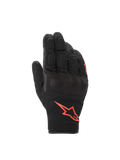 Alpinestars S-Max Drystar, czarne wodoodporne rękawice motocyklowe z twardym ochraniaczem kostek i czerwonym logo.