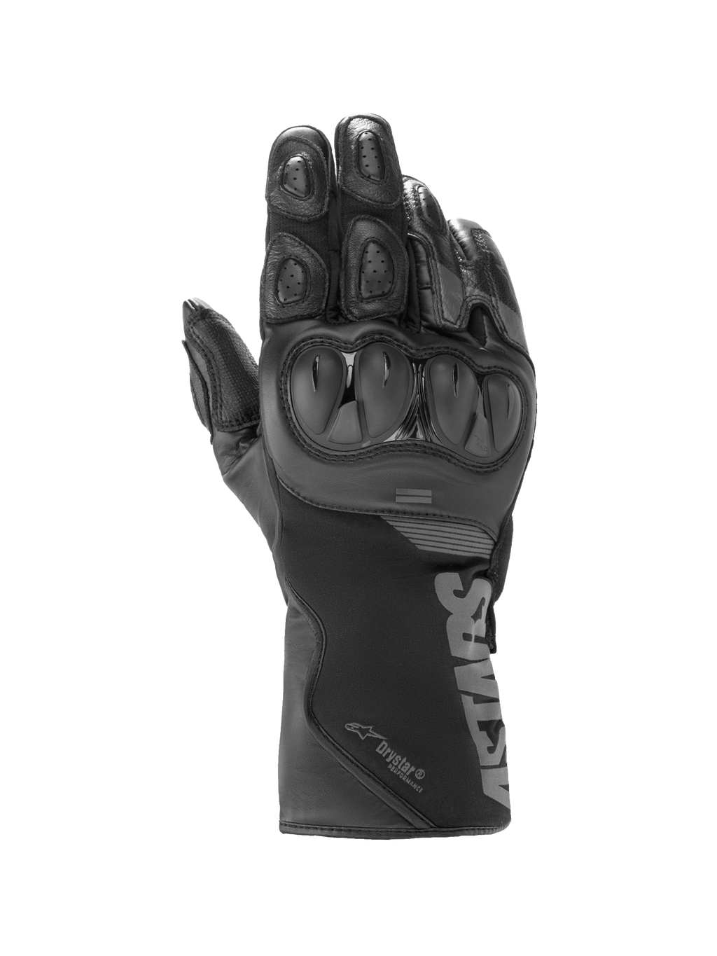 Alpinestars SP-365 Drystar® Gloves, waterproof motorcycle racing gloves in Gray and Black with SP knuckle protection.