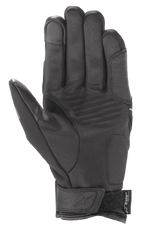 Rękawice Alpinestars Syncro V2 Drystar®, miejskie rękawice motocyklowe, czarno-szare, widok od strony dłoni, konstrukcja z syntetycznego zamszu, wyściełane wzmocnienia, opuszka palca obsługująca ekrany dotykowe, pasek na rzep z logo Alpinestars.