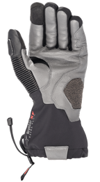 Alpinestars Amt-10 Drystar® XF Winter Gloves, motocyklowe rękawice turystyczne, czarne i ciemnoszare, widok od strony dłoni z teksturowanej skóry koziej, długi wodoodporny mankiet z logo Drystar XF, skórzany panel akordeonowy na kciuku i wzmocniona dłoń do jazdy typu adventure i szosowej.