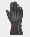 Alpinestars Stella Tourer W-7 Drystar® Gloves, damskie zimowe rękawice motocyklowe, czarne, konstrukcja ze skóry i softshellu, twarde ochraniacze kostek pokryte skórą, srebrne odblaskowe akcenty, logo Alpinestars na palcu