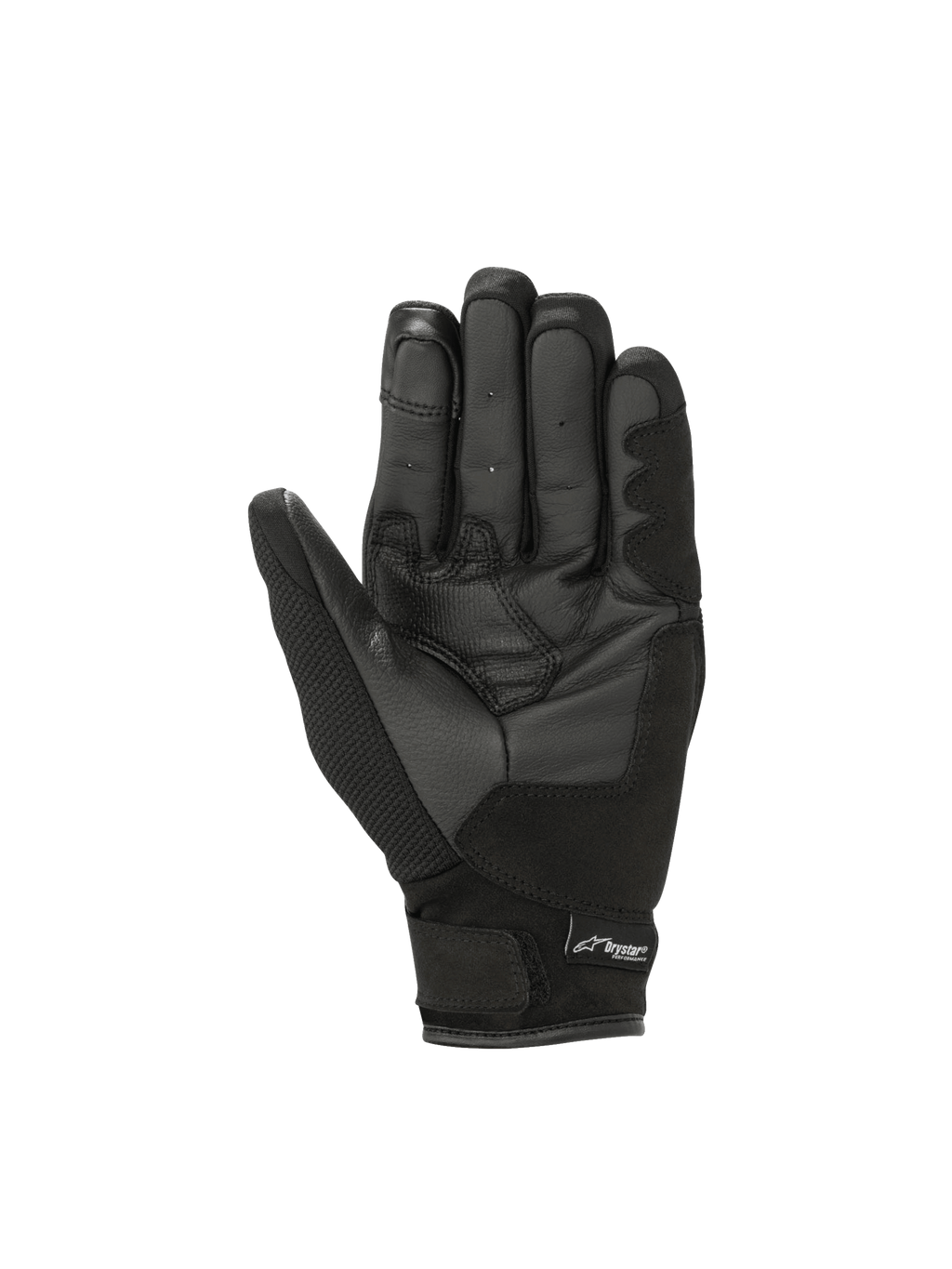Alpinestars Stella S-Max Drystar Gloves, Women's Waterproof Motorcycle Gloves, Black Leather and Mesh, short cuff palm view.