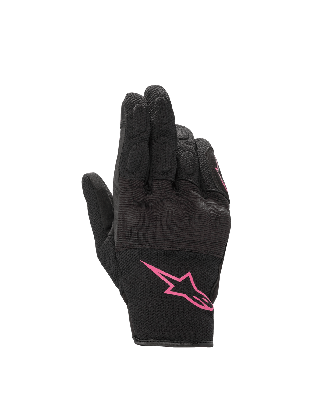 Alpinestars Stella S-Max Drystar Women's Gloves, black and fuchsia waterproof motorcycle gloves with knuckle protection.