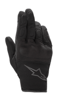 Alpinestars S-Max Women's Gloves, damskie rękawice motocyklowe, czarny antracyt, krótki mankiet, konstrukcja ze skóry i elastycznej siatki, twardy ochraniacz kostek, szare logo Alpinestars na nadgarstku, wodoodporna odzież ochronna do jazdy szosowej