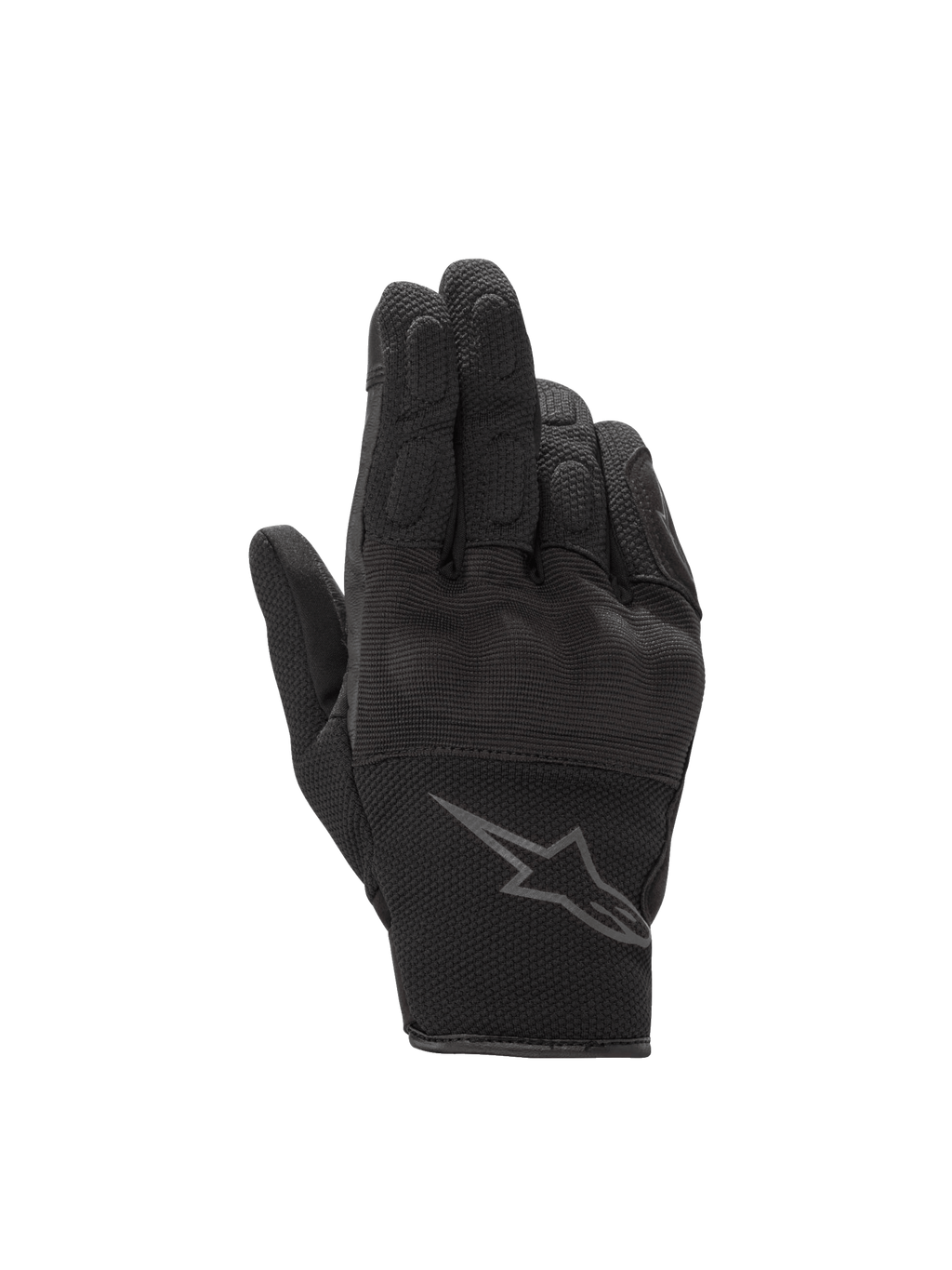 Alpinestars Stella S-Max Drystar, damskie rękawice motocyklowe, czarne i szare, wodoodporna membrana Drystar, twarde ochraniacze kostek, konstrukcja ze skóry i siatki.