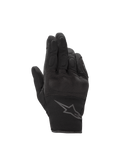 Alpinestars Stella S-Max Drystar, damskie rękawice motocyklowe, czarne i szare, wodoodporna membrana Drystar, twarde ochraniacze kostek, konstrukcja ze skóry i siatki.