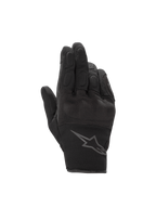 Alpinestars Stella S-Max Drystar, damskie rękawice motocyklowe, czarne i szare, wodoodporna membrana Drystar, twarde ochraniacze kostek, konstrukcja ze skóry i siatki.