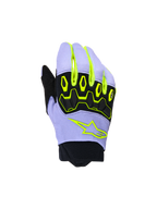 Alpinestars Youth & Kids Full Bore V2 Gloves, rękawice motocrossowe, fioletowo-żółte fluo, czarny ochraniacz kostek TPR, neonowo-żółte logo gwiazdy Alpinestars, oddychająca konstrukcja z neoprenowym mankietem, sportowy design off-road