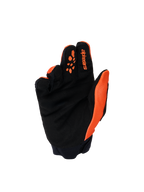 Alpinestars Youth & Kids Full Bore V2 Gloves, Motocross Gloves, Orange and Black, palm view featuring reinforced synthetic suede, silicone finger prints for lever control, and Alpinestars branding on the index finger.