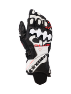 Alpinestars GP Plus R V3 Leather Gloves, motocyklowe rękawice wyścigowe, czarne, białe i czerwone fluo, skórzana konstrukcja premium z twardą ochroną kostek TPU, perforowane panele wentylacyjne, wyraźne logo na przedłużonym mankiecie