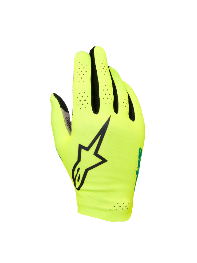 Alpinestars Sim Gloves Graphic 1, Karting Racing Gloves, Yellow and Black, Ventilated Mesh Construction, Star Logo, Lightweight Stretch Material