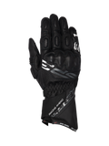 Alpinestars SP-3, czarne skórzane rękawice motocyklowe wyścigowe z długim mankietem i zintegrowaną ochroną kostek.